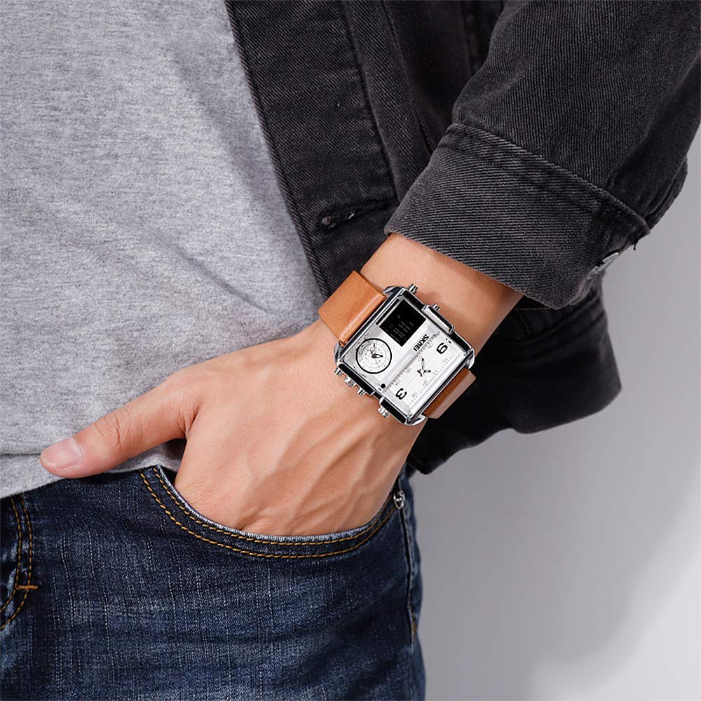 SKMEI Men's Square Analogue-Digital Multi-Time Sports Watch