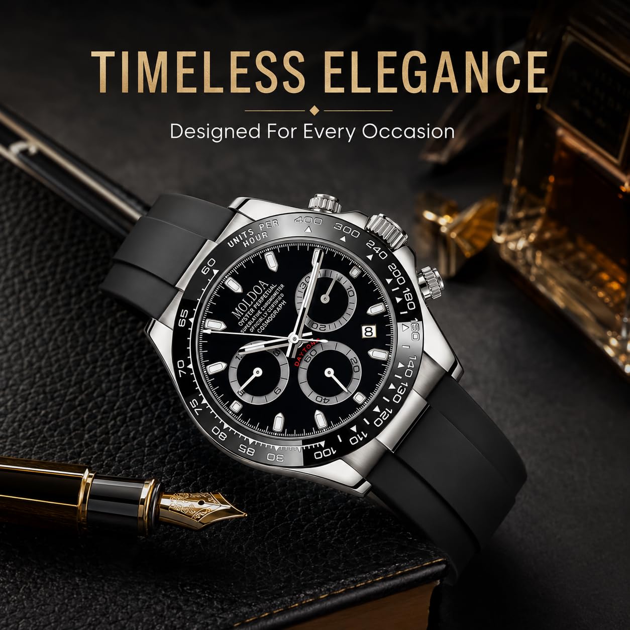 Moldoa Men's Japanese Quartz Chronograph Watch – Panda Dial