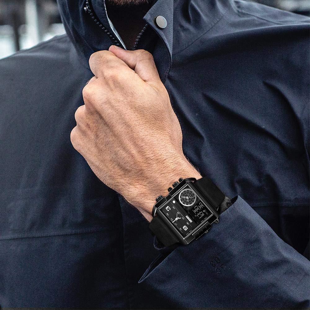 SKMEI Men's Square Analogue-Digital Multi-Time Sports Watch