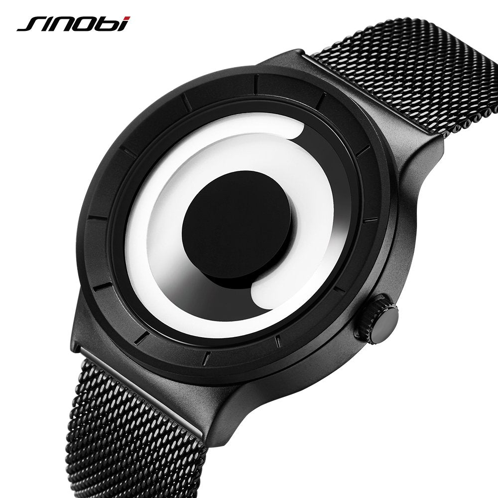 Men's Digital Quartz Watch – Stainless Steel Mesh Bracelet