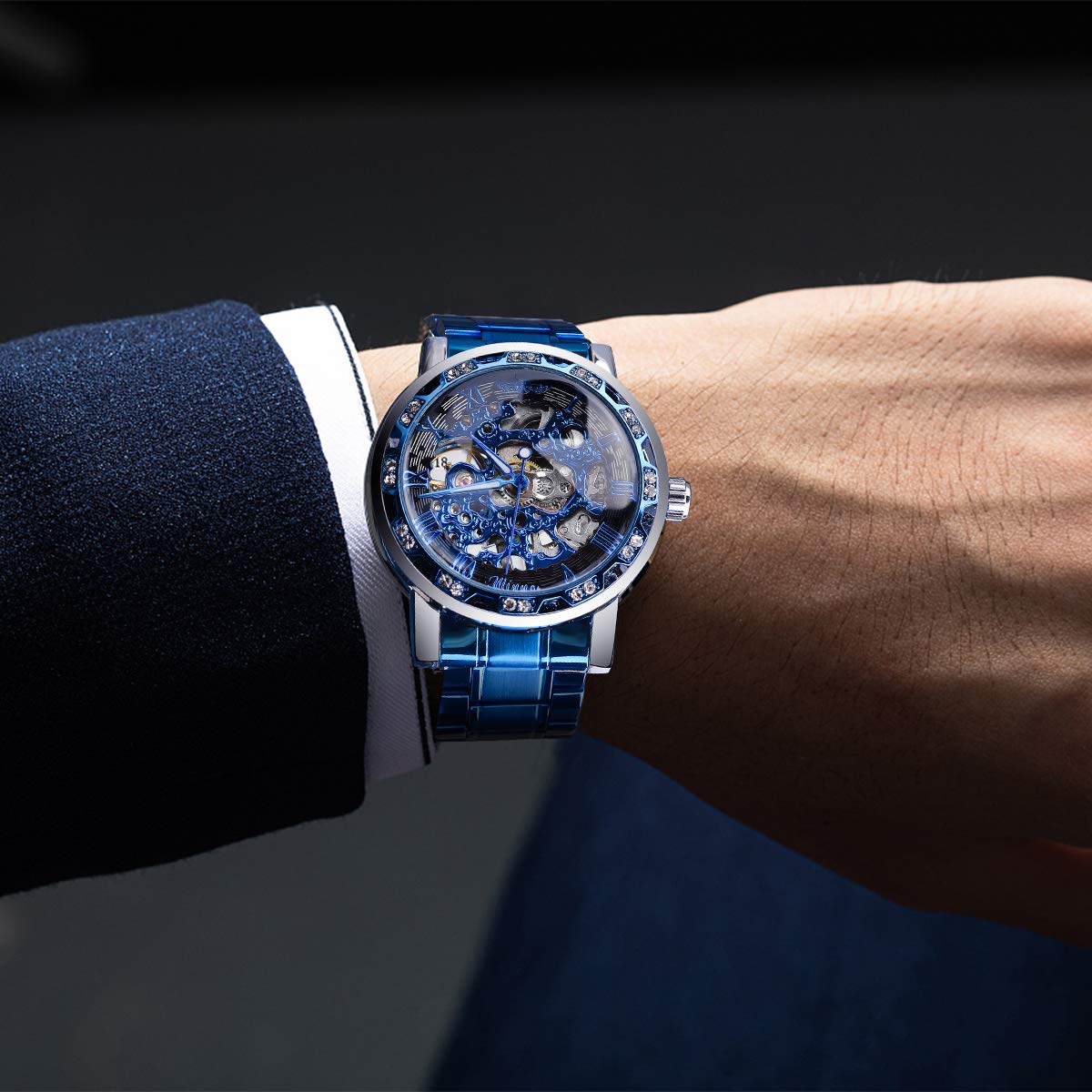 FORSINING Men's Manual-Wind Skeleton Watch – Floral Dial