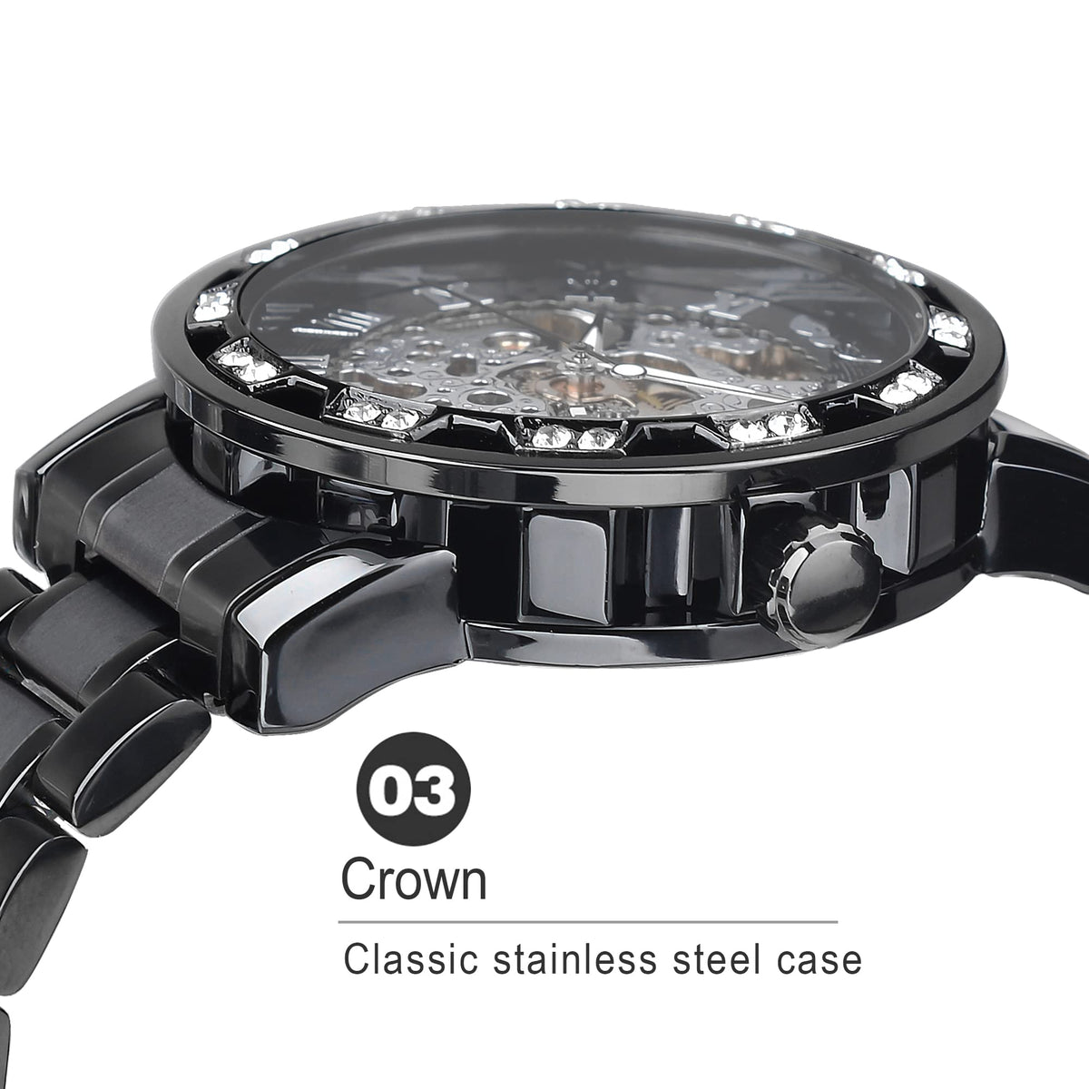 FORSINING Men's Manual-Wind Skeleton Watch – Floral Dial