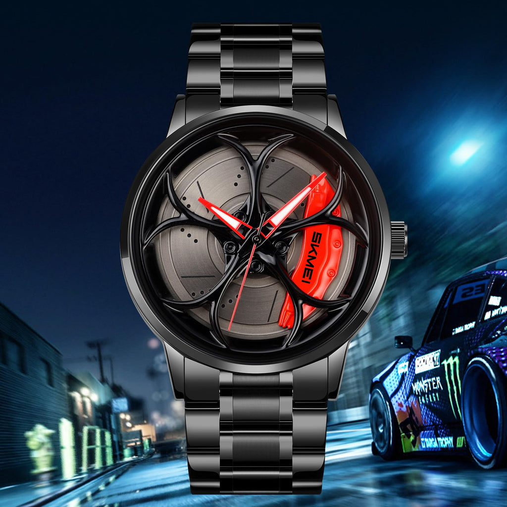 SKMEI Men's 3D Spinning Car-Wheel Quartz Watch