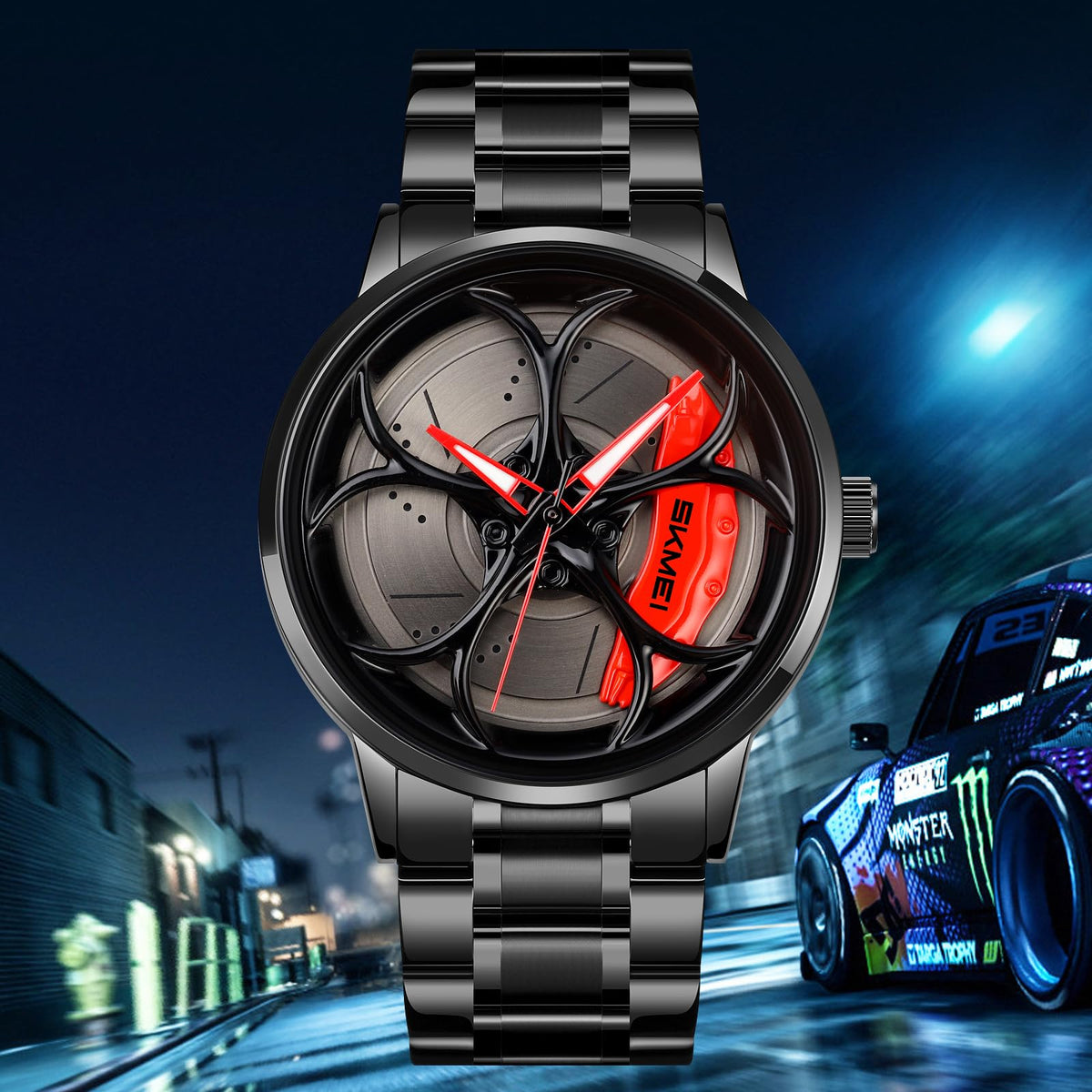SKMEI Men's 3D Spinning Car-Wheel Quartz Watch