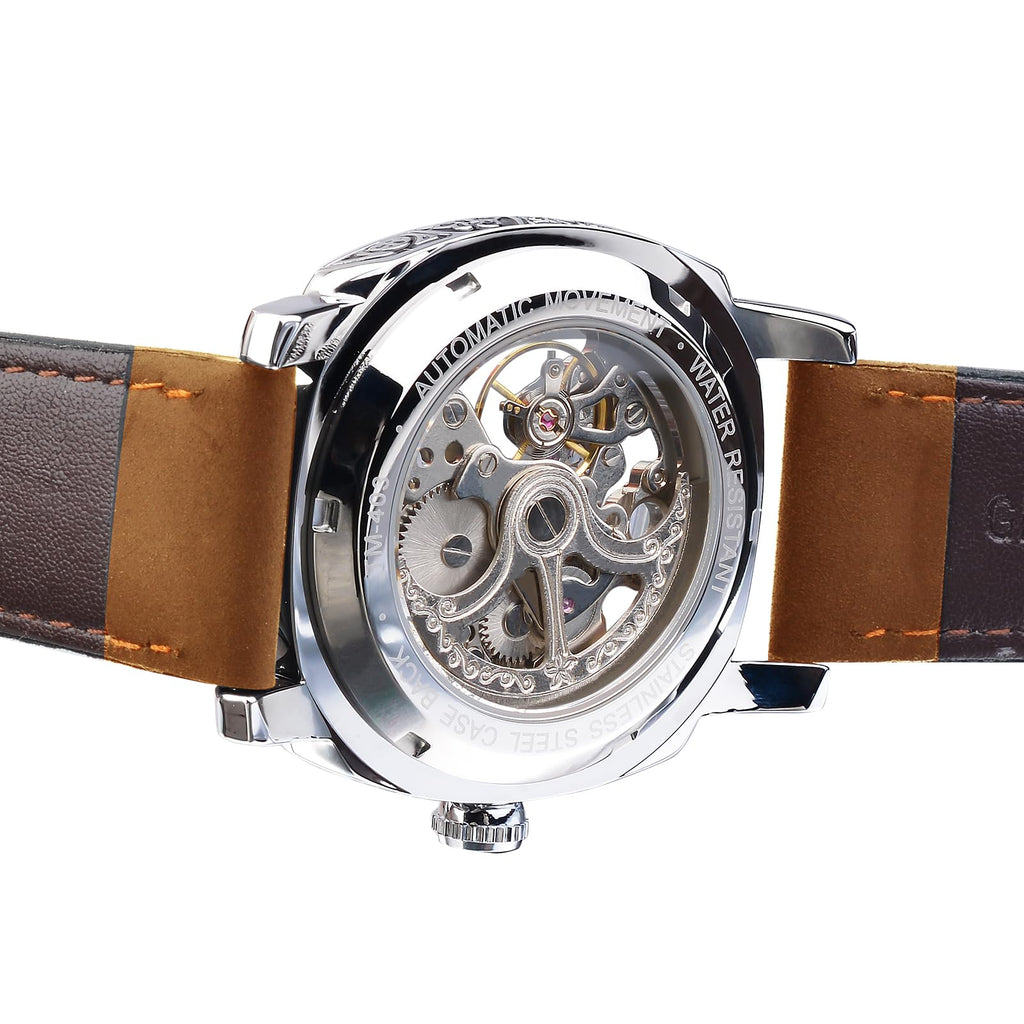 FORSINING Men's Automatic Skeleton Watch – Square Case