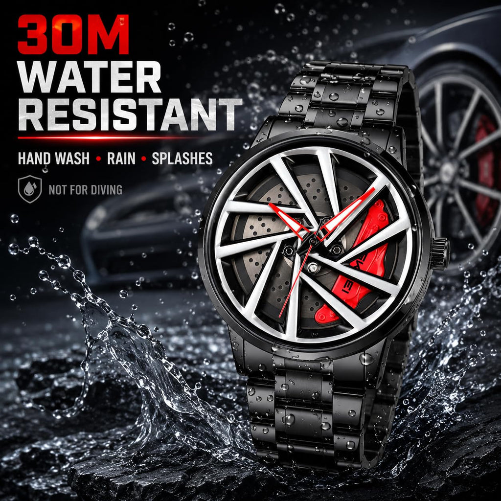 SKMEI Men's 3D Spinning Car-Wheel Quartz Watch