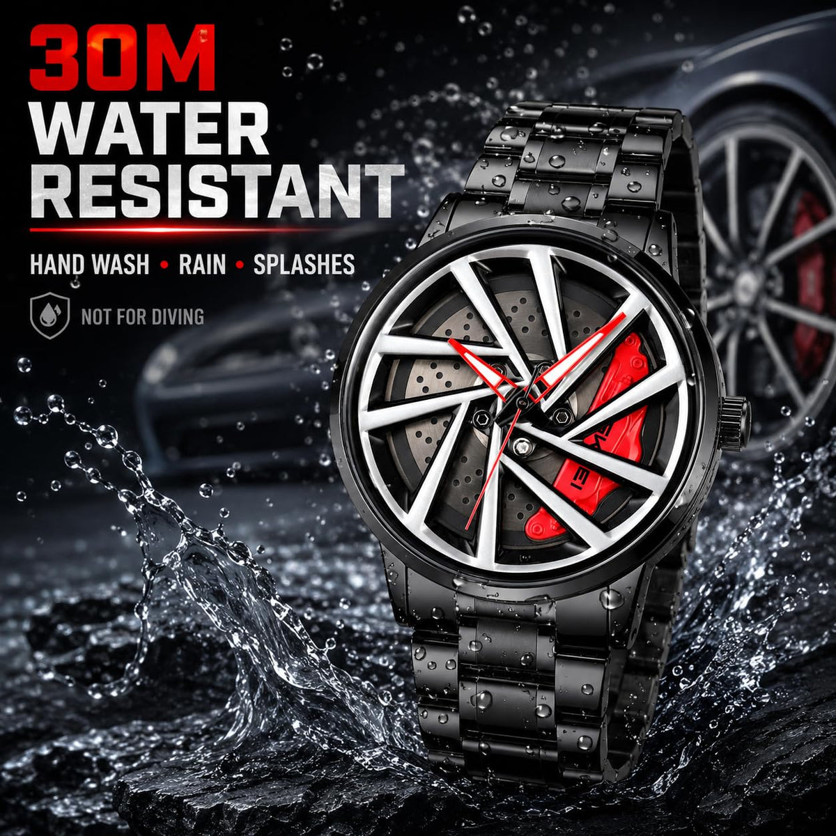 SKMEI Men's 3D Spinning Car-Wheel Quartz Watch