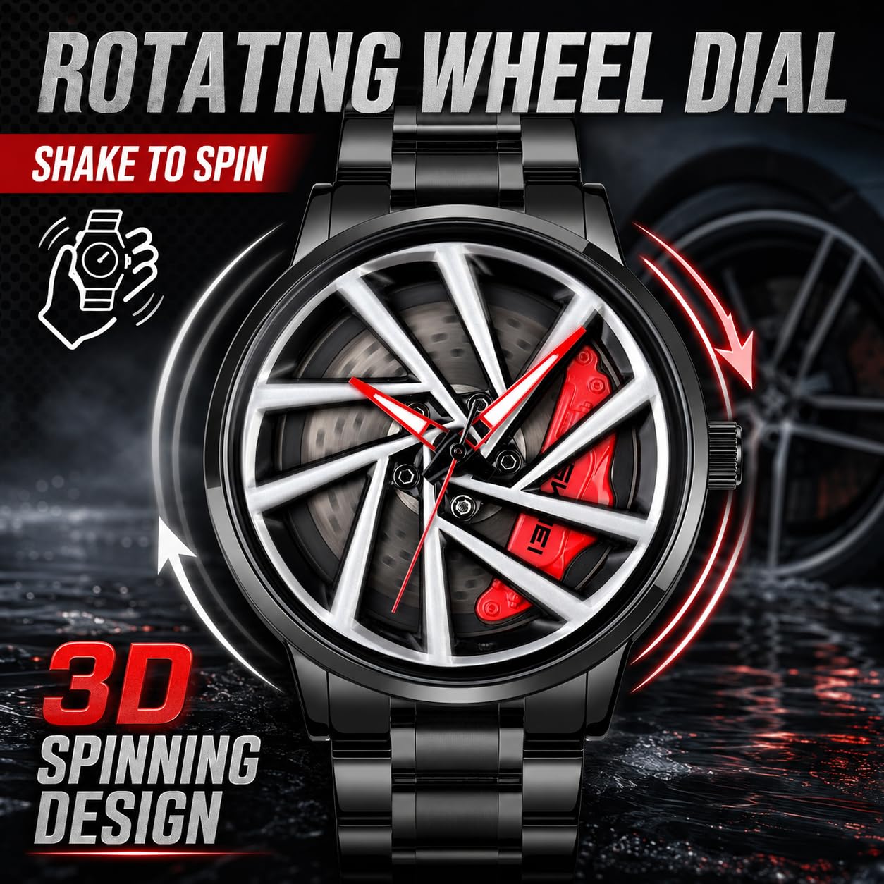 SKMEI Men's 3D Spinning Car-Wheel Quartz Watch