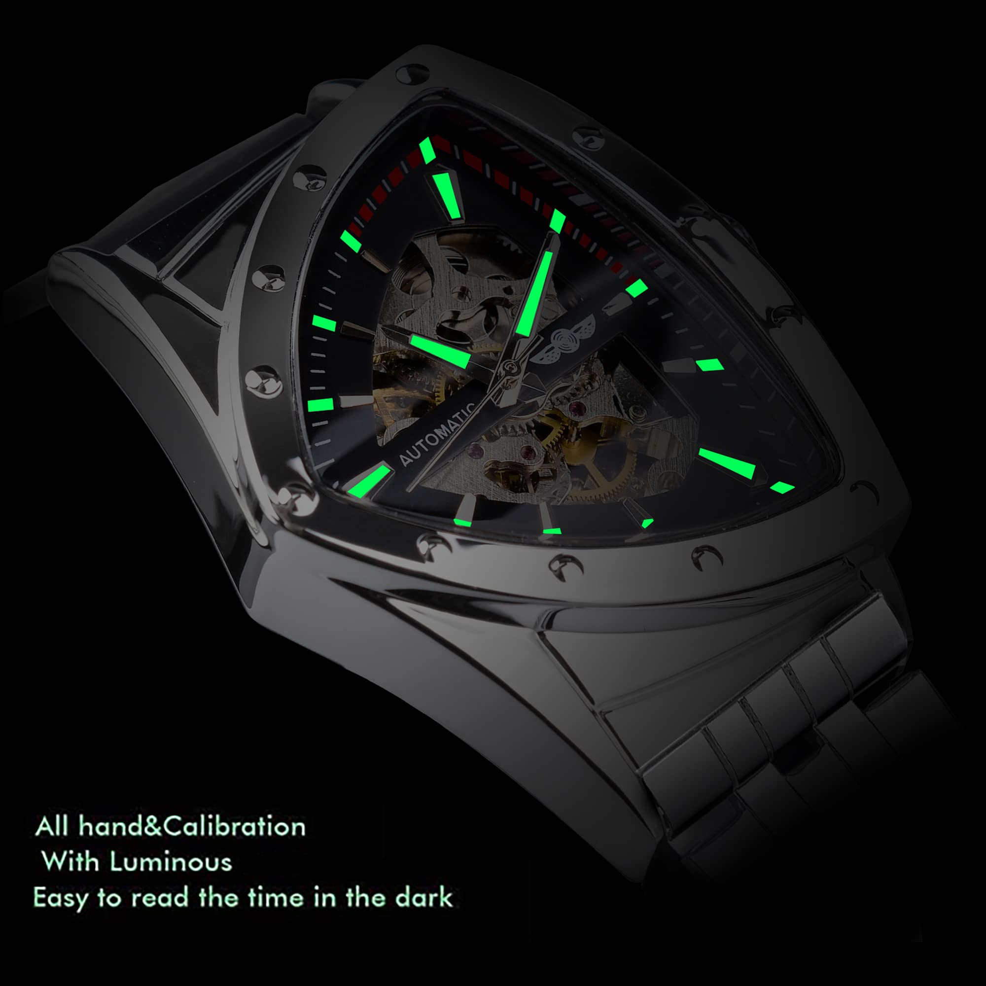 FORSINING Men's Automatic Skeleton Watch – Triangular Dial