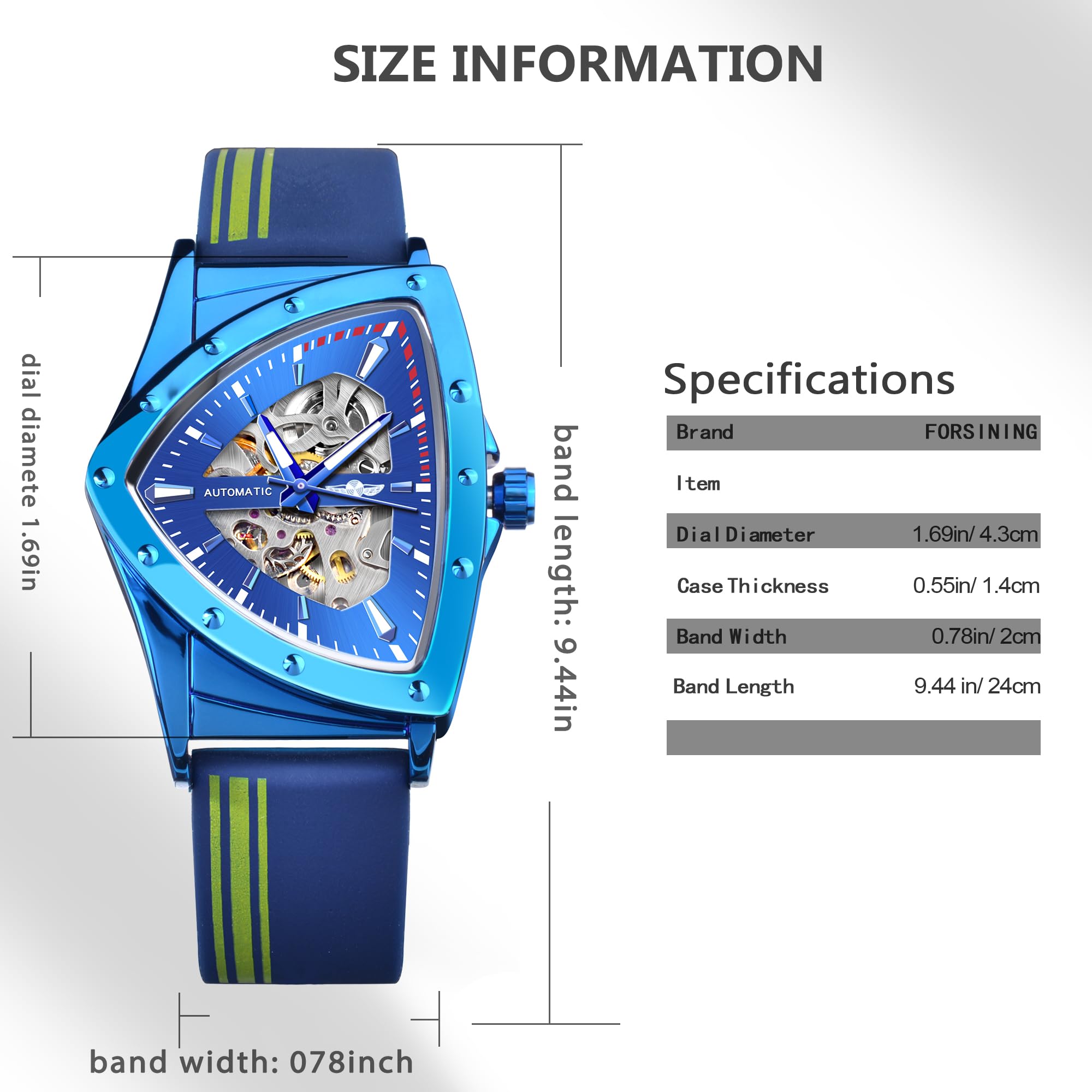FORSINING Men's Automatic Skeleton Watch – Triangular Dial