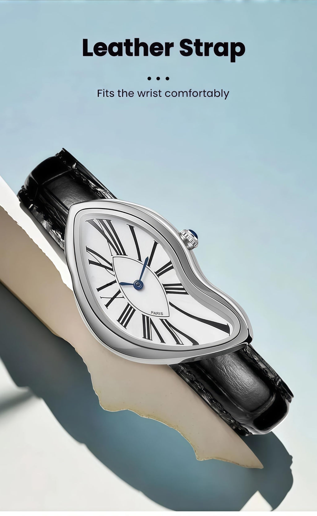 Men's Melting Dial Quartz Watch - Leather Strap