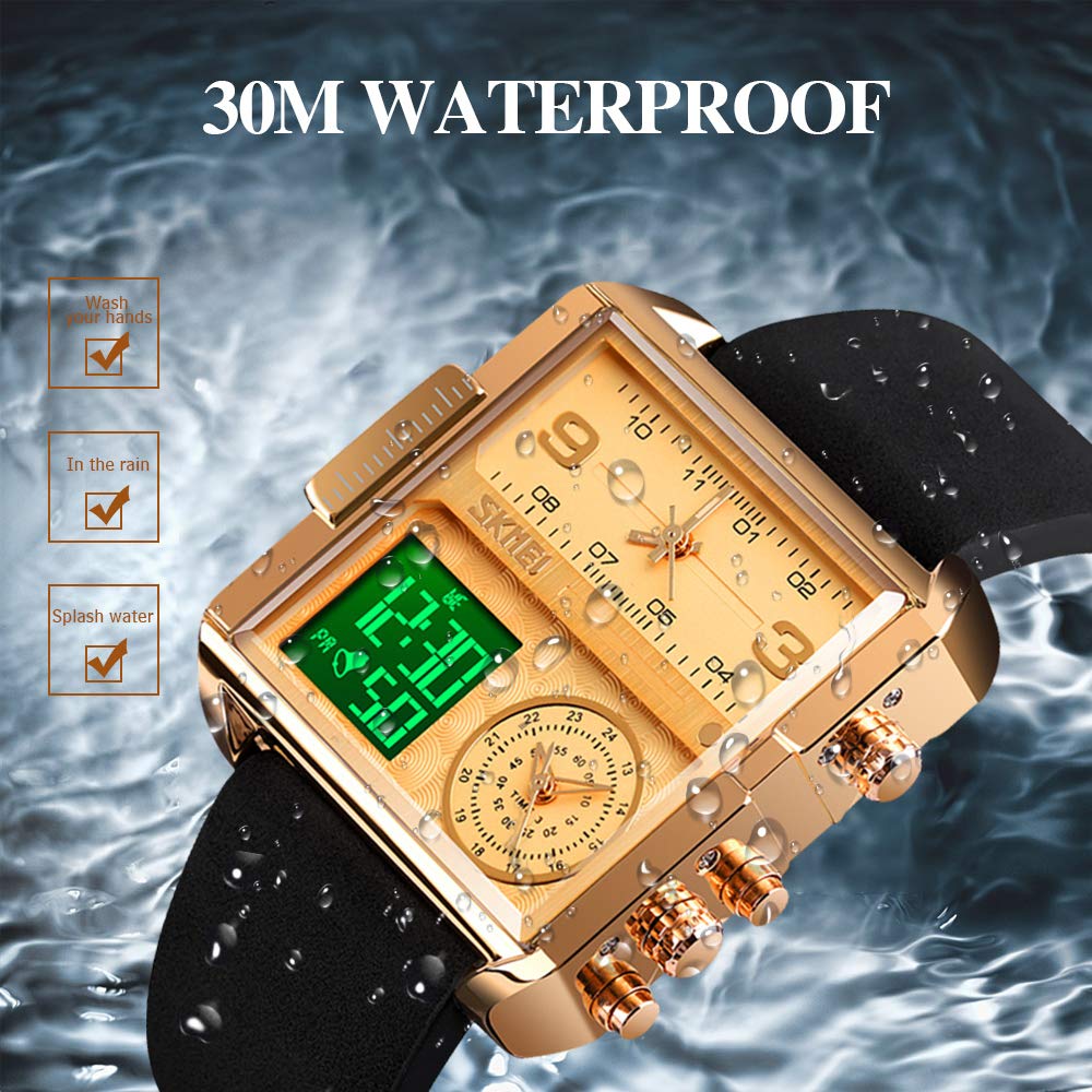 SKMEI Men's Square Analogue-Digital Multi-Time Sports Watch