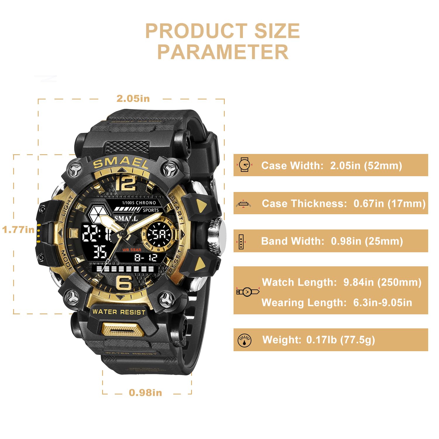 SMAEL Men's Analogue-Digital Military Sports Watch