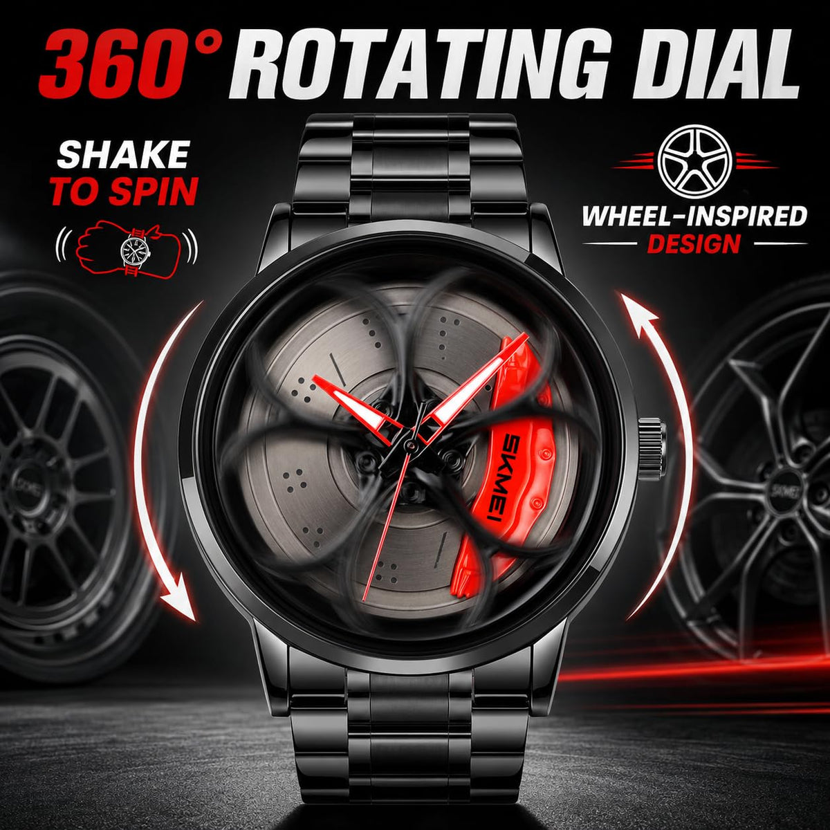SKMEI Men's 3D Spinning Car-Wheel Quartz Watch