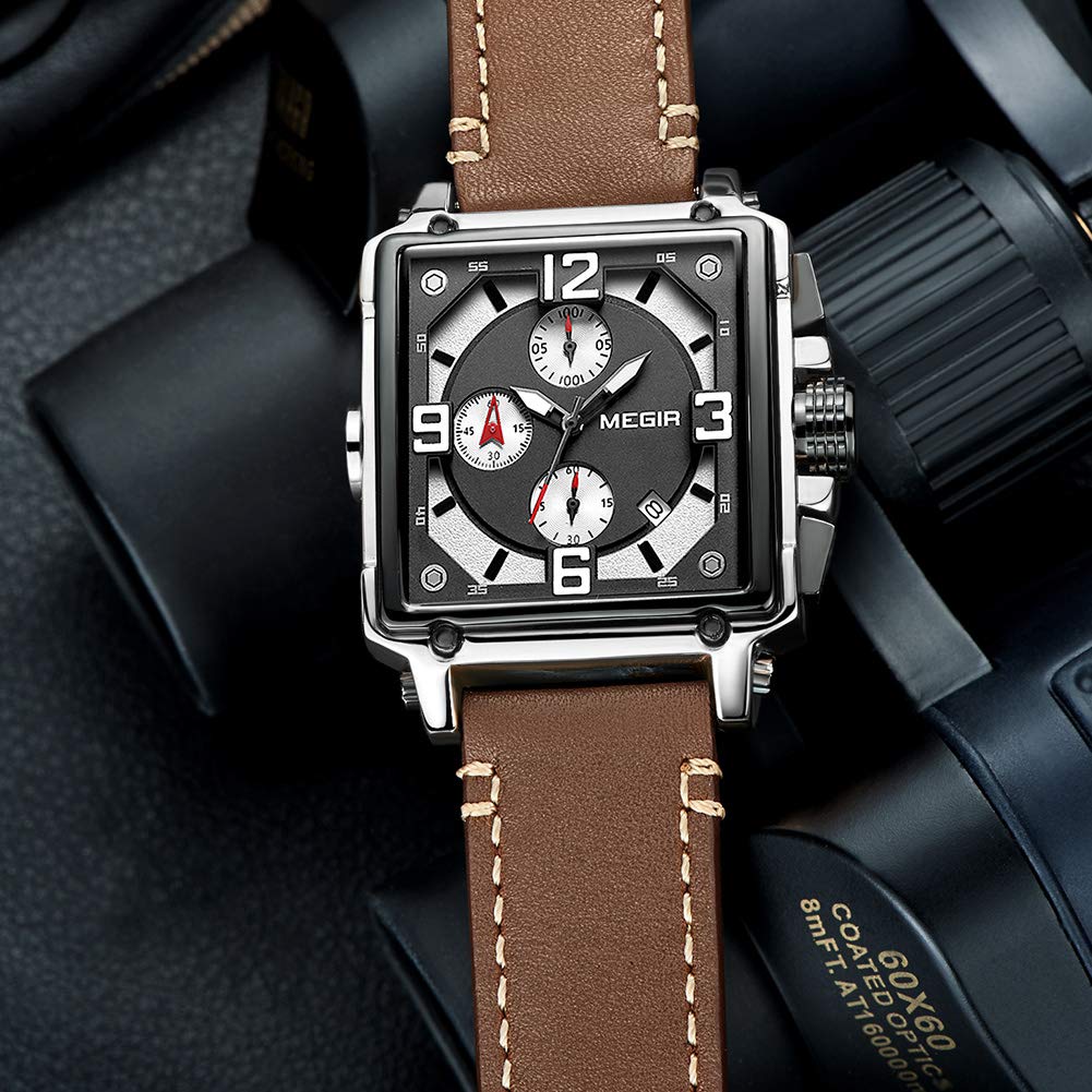 MEGIR Men's Quartz Chronograph Watch – Leather Strap