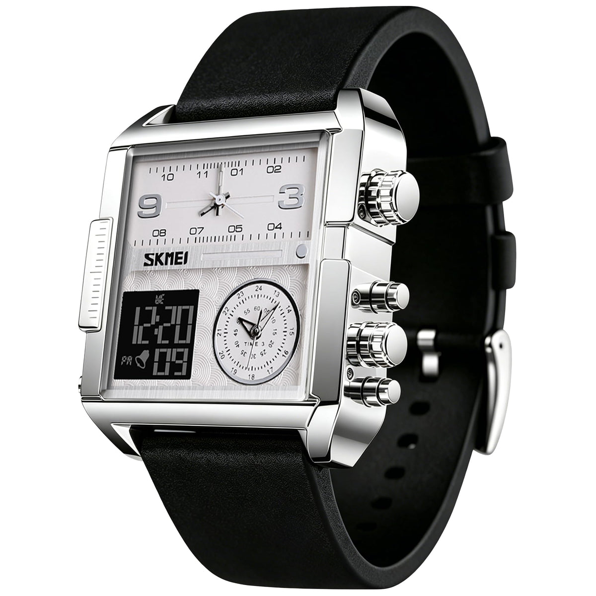 SKMEI Men's Square Analogue-Digital Multi-Time Sports Watch