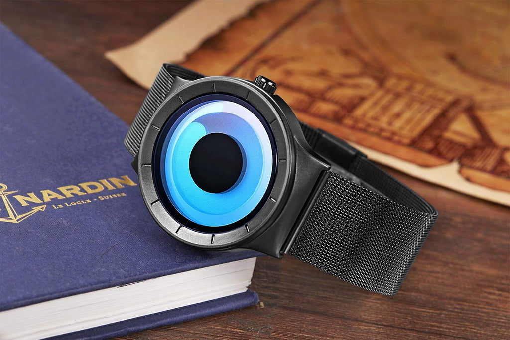 Men's Digital Quartz Watch – Stainless Steel Mesh Bracelet