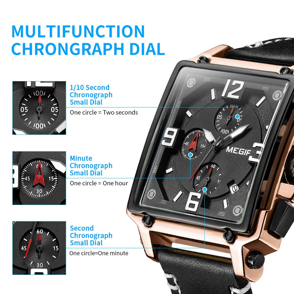 MEGIR Men's Quartz Chronograph Watch – Leather Strap