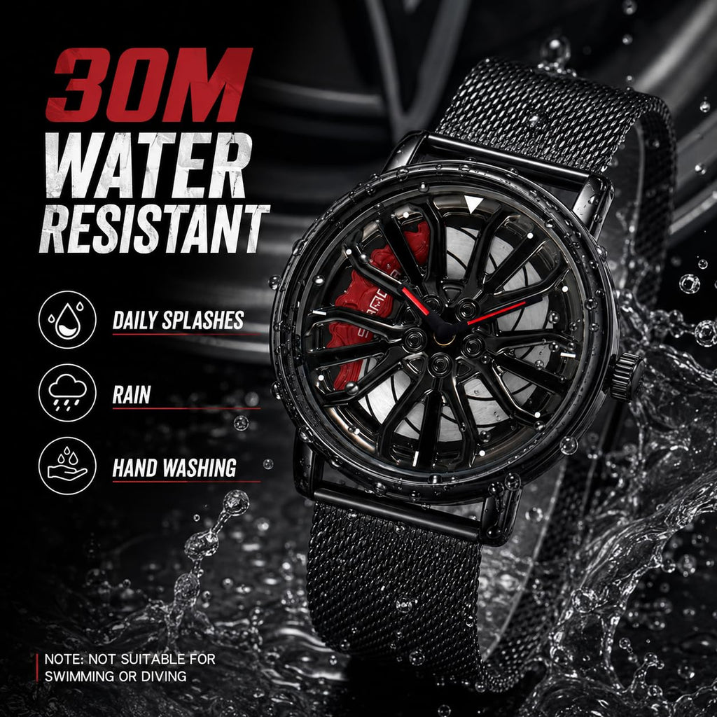 SKMEI Men's 3D Spinning Car-Wheel Quartz Watch