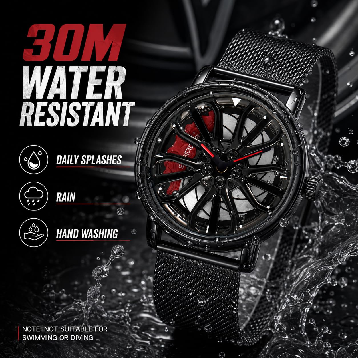 SKMEI Men's 3D Spinning Car-Wheel Quartz Watch