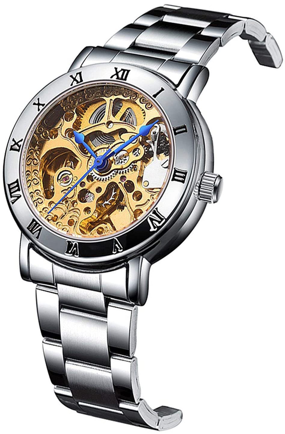 FORSINING Women's Automatic Skeleton Watch – Silver Bracelet
