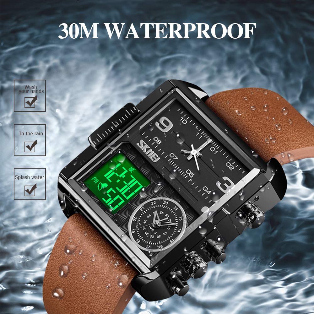 SKMEI Men's Square Analogue-Digital Multi-Time Sports Watch