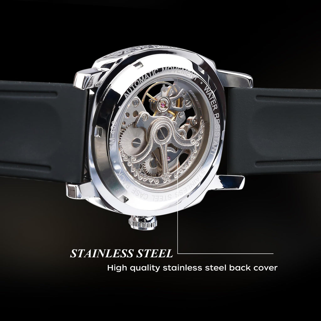 FORSINING Men's Automatic Skeleton Watch – Square Case