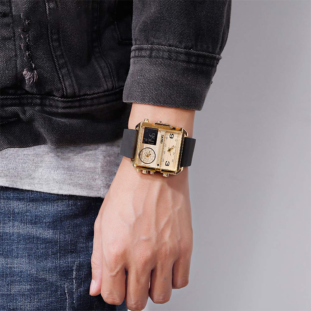 SKMEI Men's Square Analogue-Digital Multi-Time Sports Watch