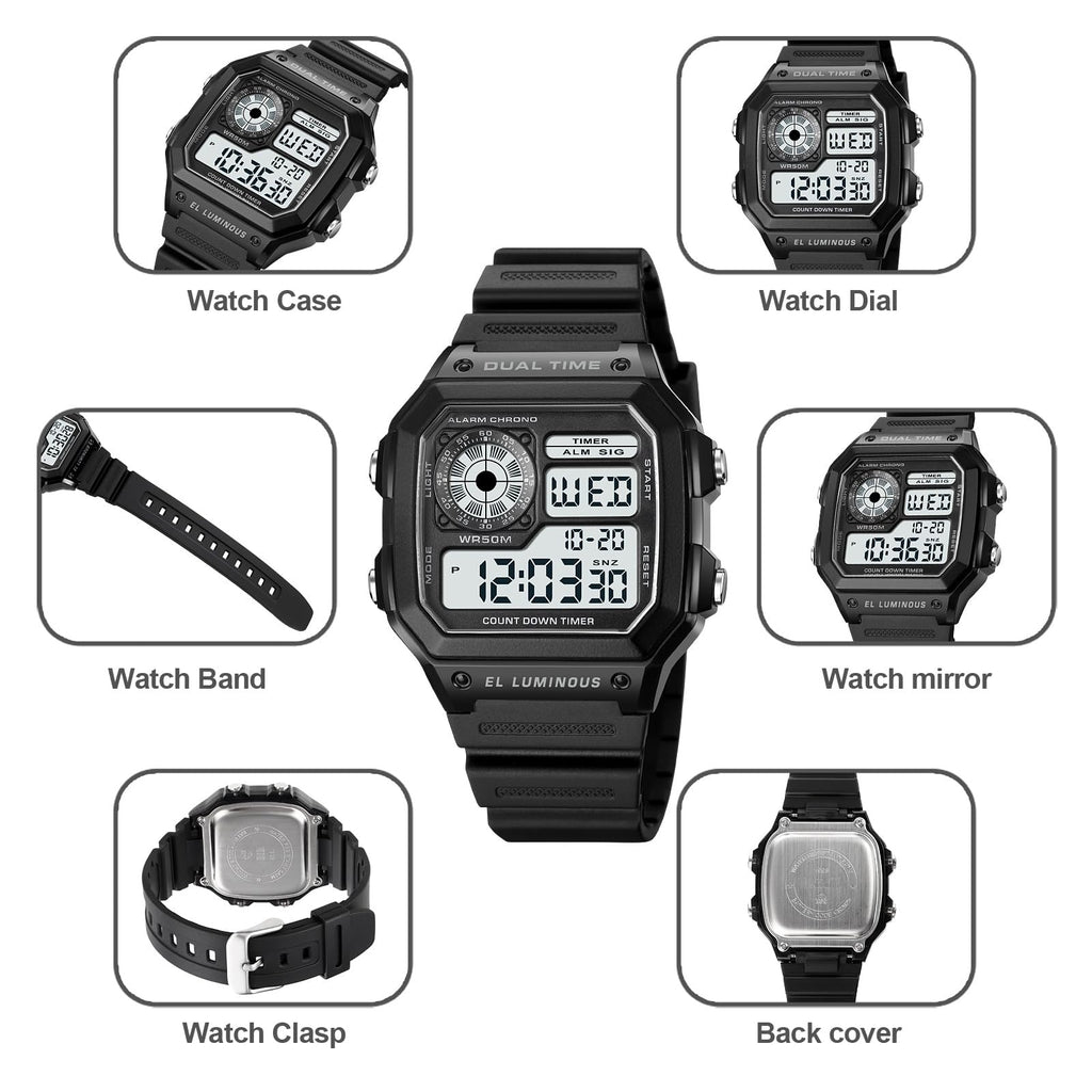 SKMEI Mens Digital Sports Watch – Dual Time