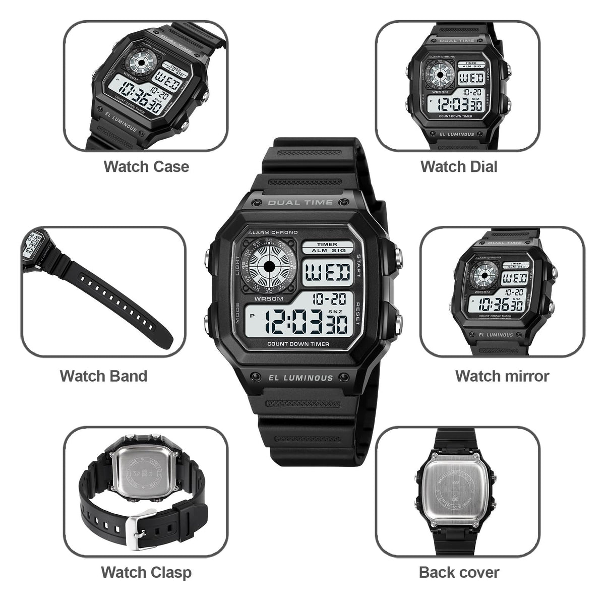 SKMEI Mens Digital Sports Watch – Dual Time