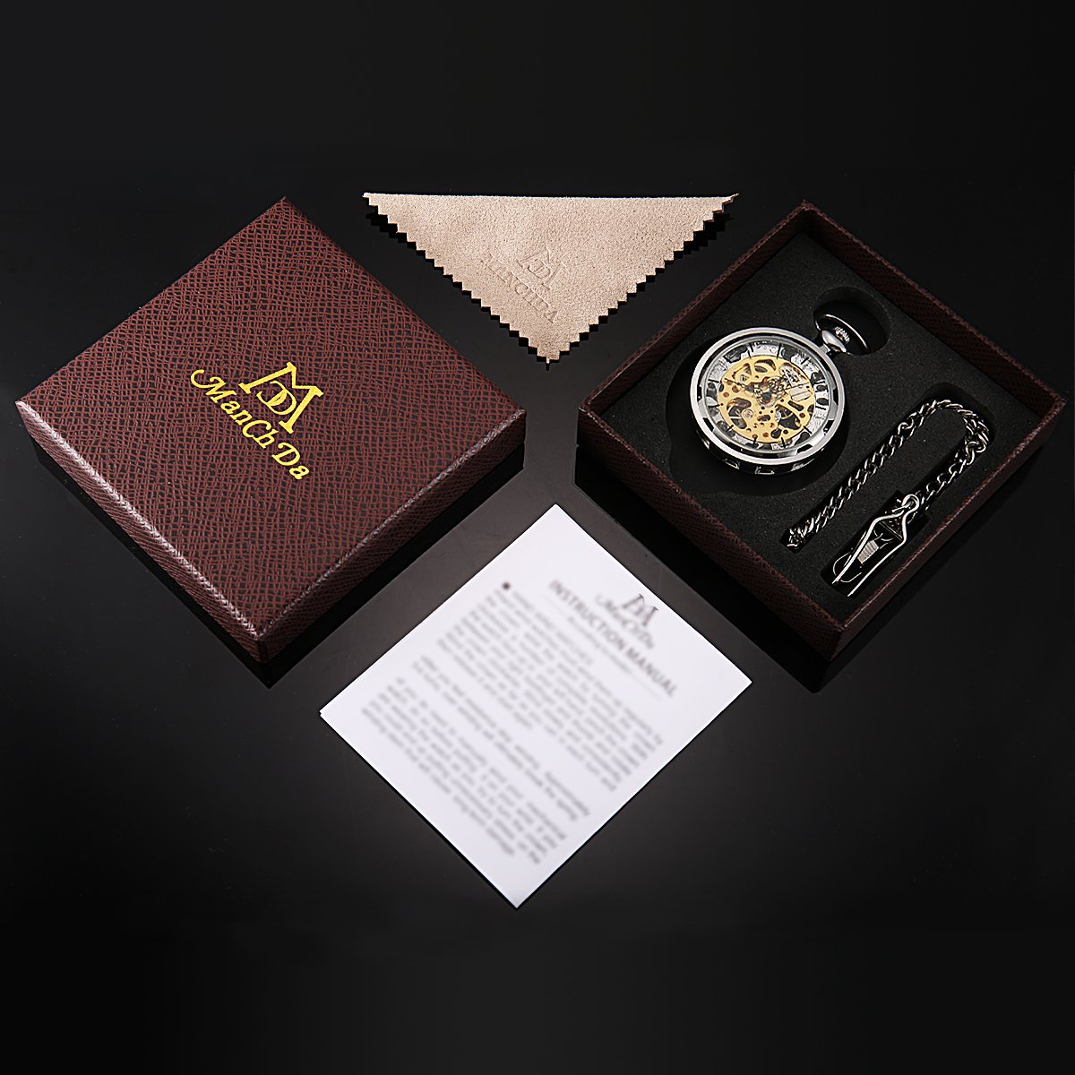 Men's SteamPunk Manual Mechanical Skeleton Pocket Watch – Silver