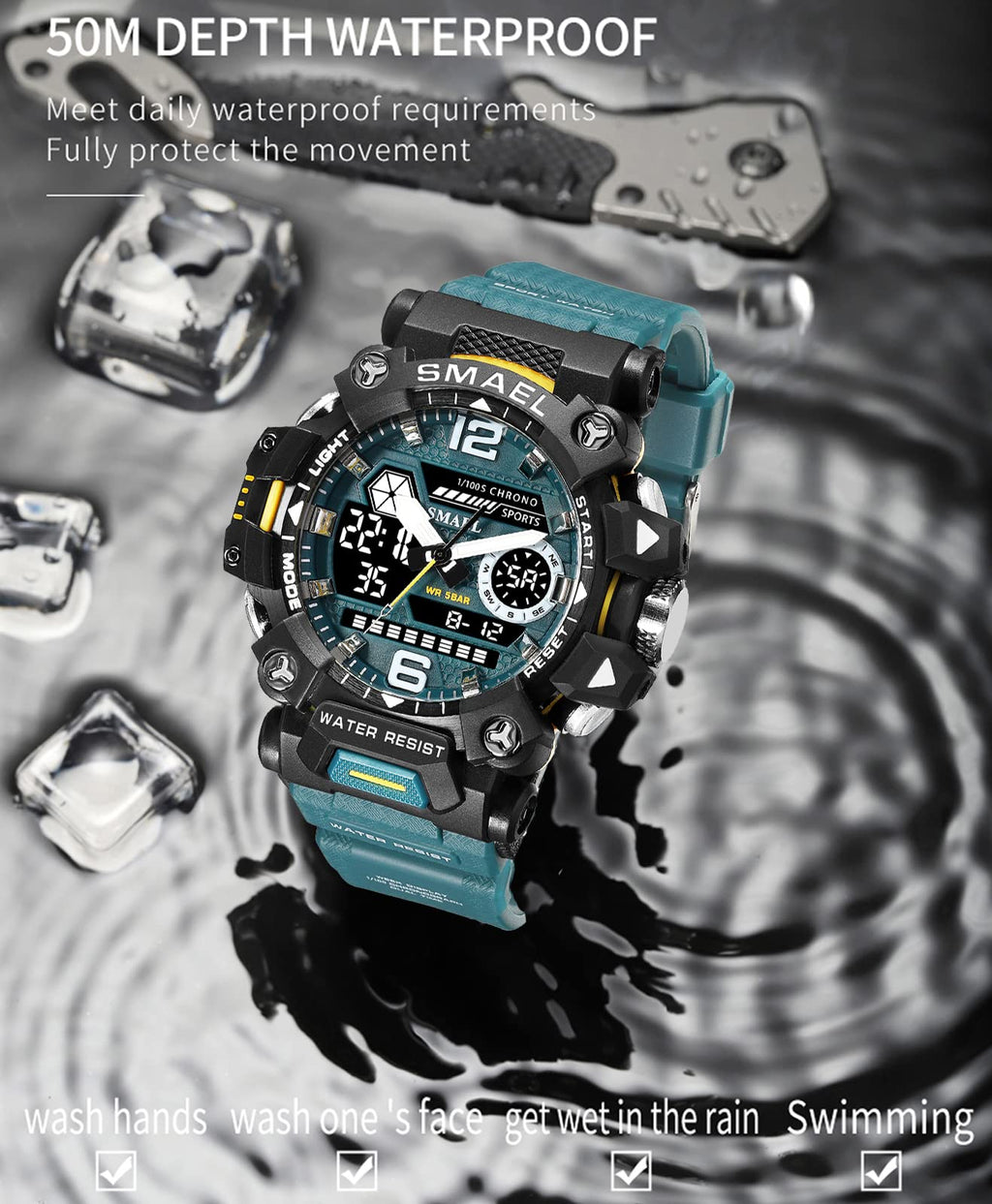 SMAEL Men's Analogue-Digital Military Sports Watch