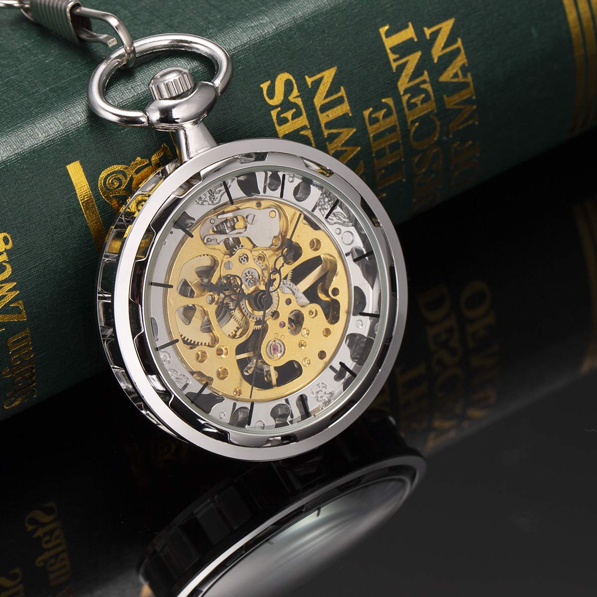 Men's SteamPunk Manual Mechanical Skeleton Pocket Watch – Silver