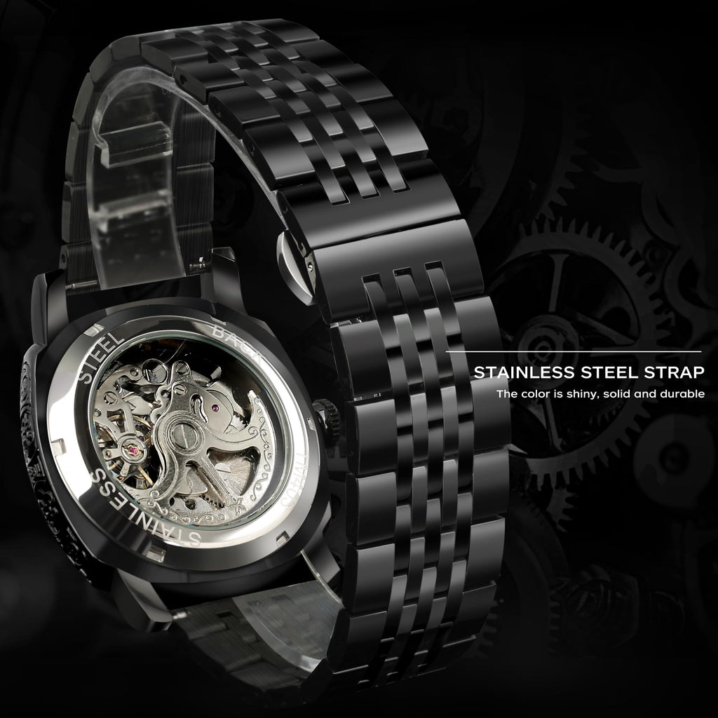 FORSINING Men's Automatic Skeleton Watch – Square Case