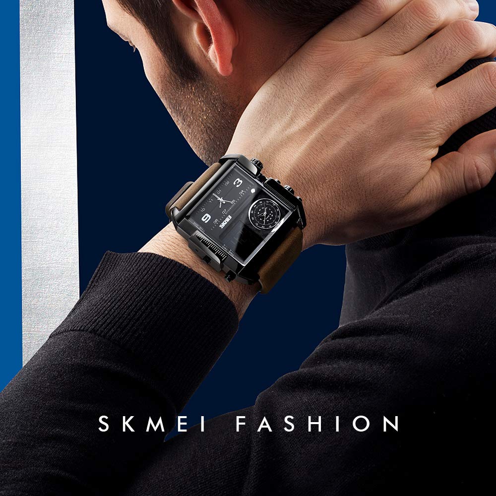 SKMEI Men's Square Analogue-Digital Multi-Time Sports Watch