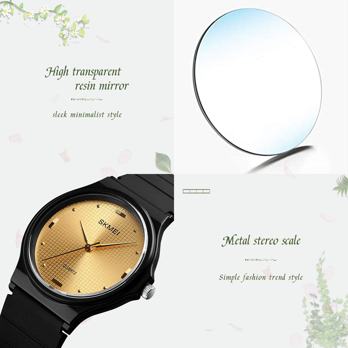 SKMEI Women's Round Quartz Watch – Blue PU Strap