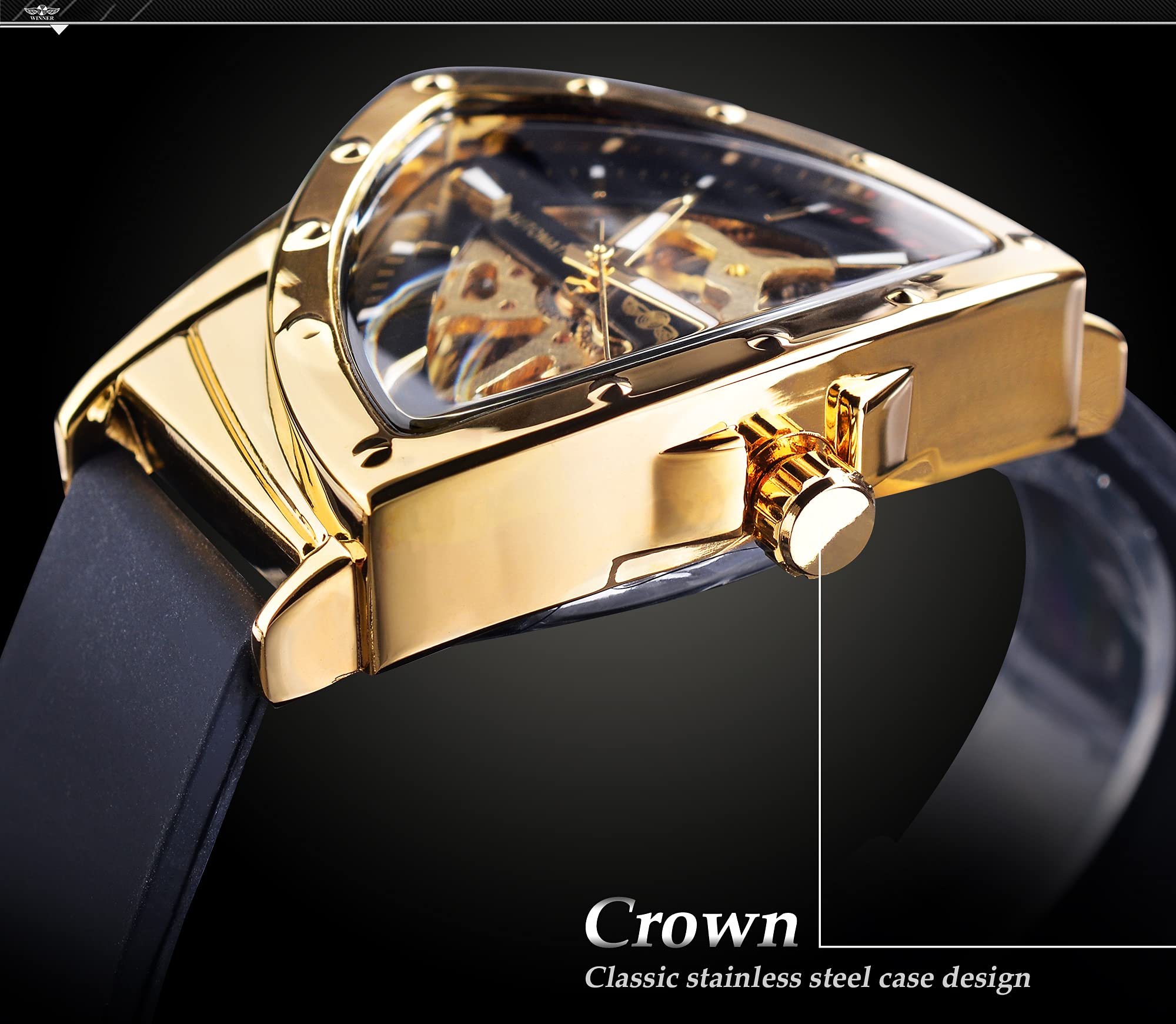 FORSINING Men's Automatic Skeleton Watch – Triangular Dial