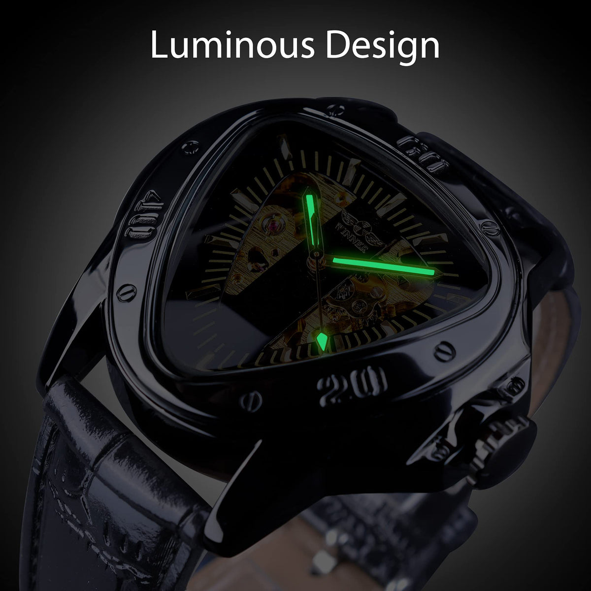 WINNER Men's Automatic Skeleton Watch – Triangular Racing Dial