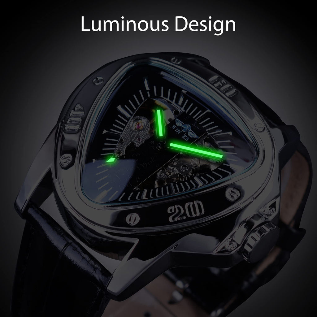WINNER Men's Automatic Skeleton Watch – Triangular Racing Dial