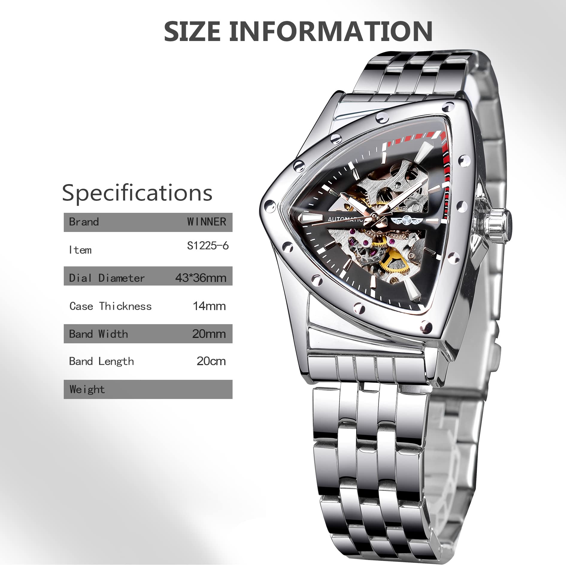 FORSINING Men's Automatic Skeleton Watch – Triangular Dial