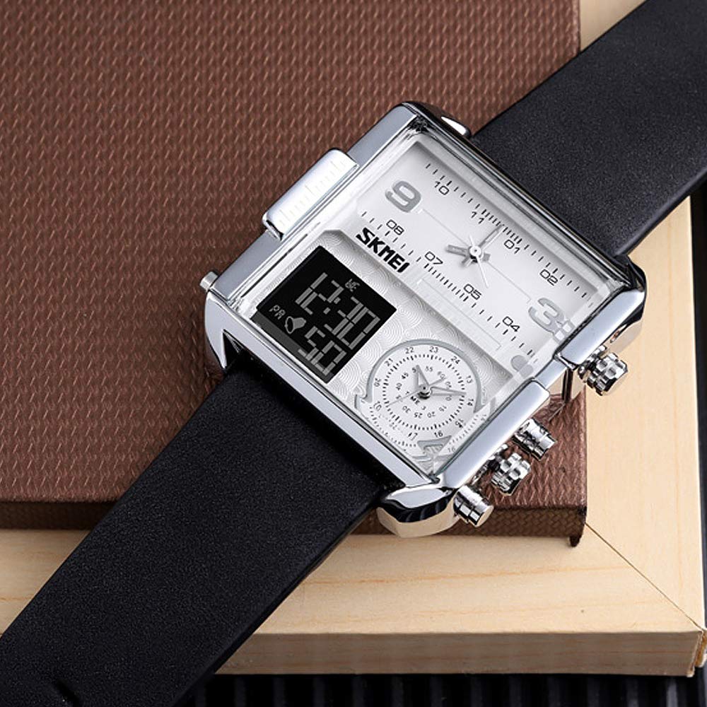 SKMEI Men's Square Analogue-Digital Multi-Time Sports Watch
