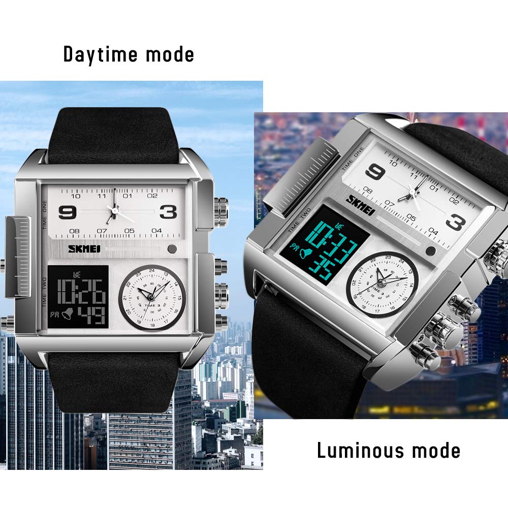 SKMEI Men's Square Analogue-Digital Multi-Time Sports Watch
