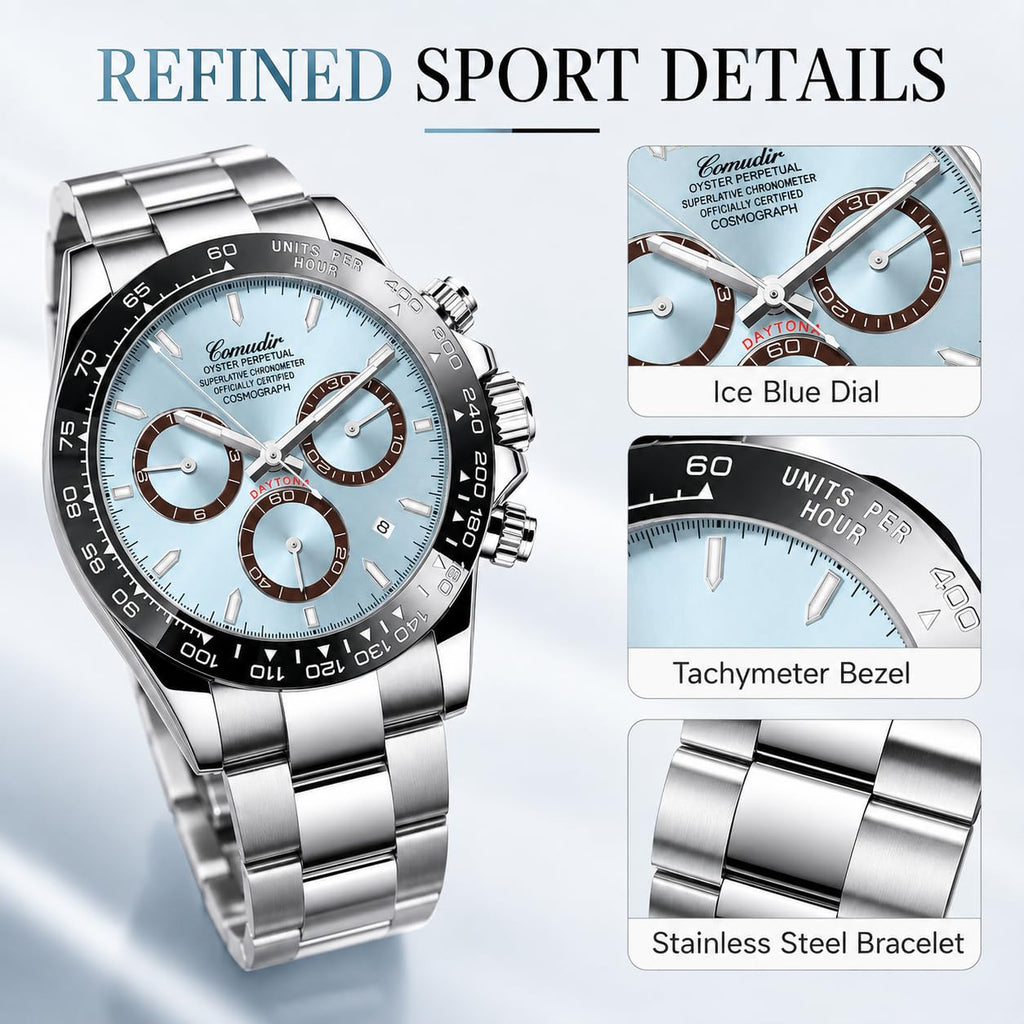 Moldoa Men's Japanese Quartz Chronograph Watch – Panda Dial