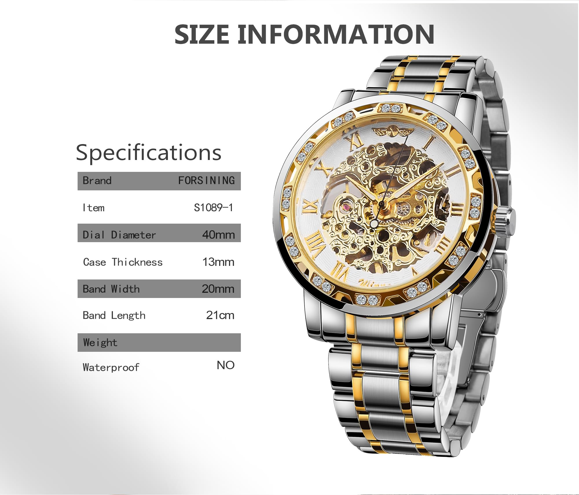 FORSINING Men's Manual-Wind Skeleton Watch – Floral Dial