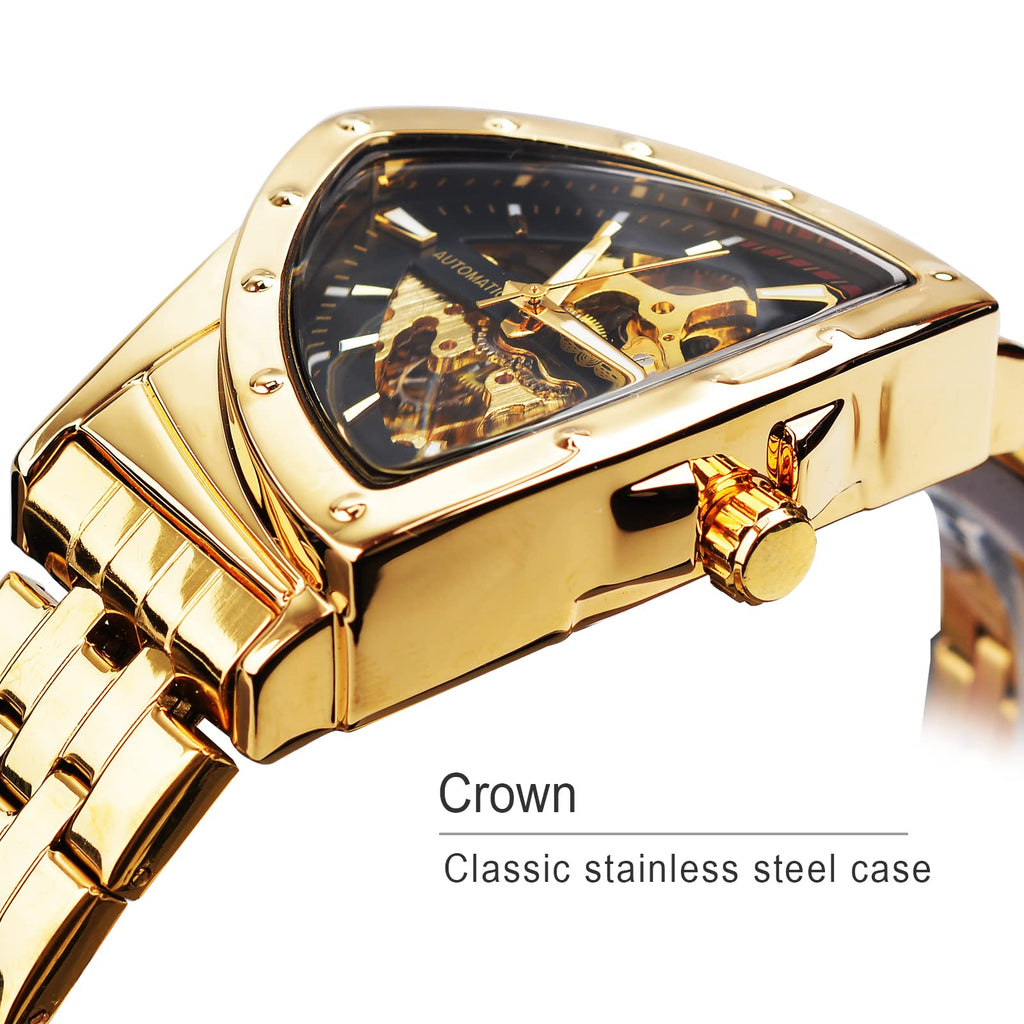 FORSINING Men's Automatic Skeleton Watch – Triangular Dial