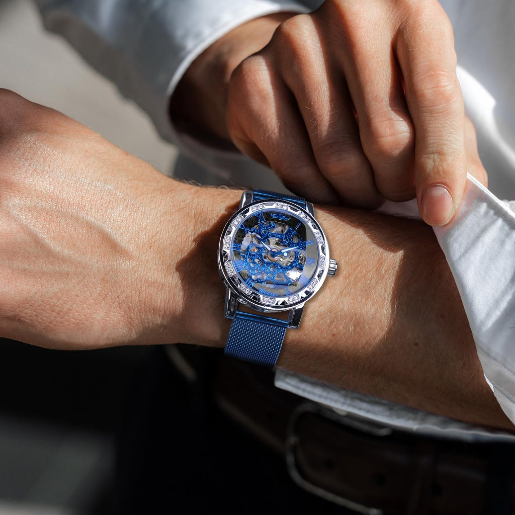 FORSINING Men's Manual-Wind Skeleton Watch – Floral Dial