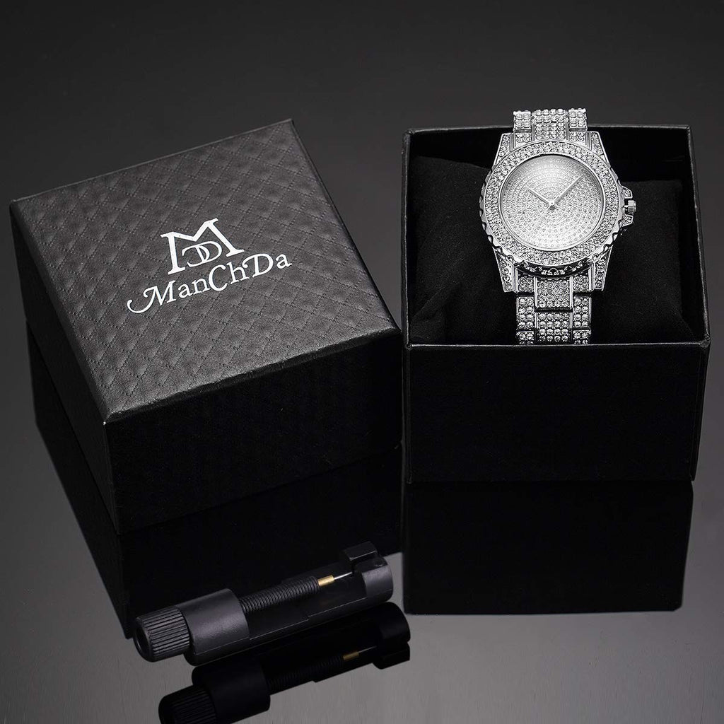 Women's Crystal-Set Quartz Bracelet Watch – Silver