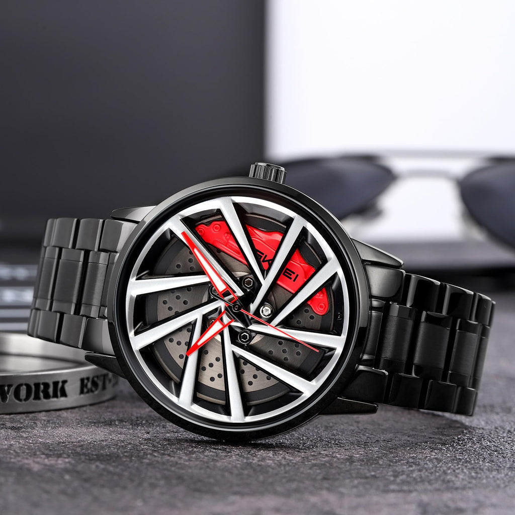 SKMEI Men's 3D Spinning Car-Wheel Quartz Watch