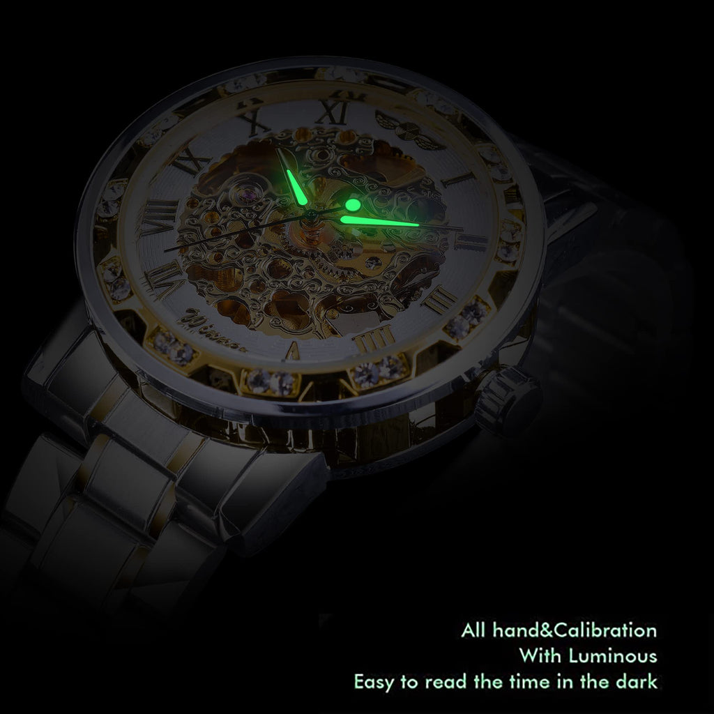 FORSINING Men's Manual-Wind Skeleton Watch – Floral Dial