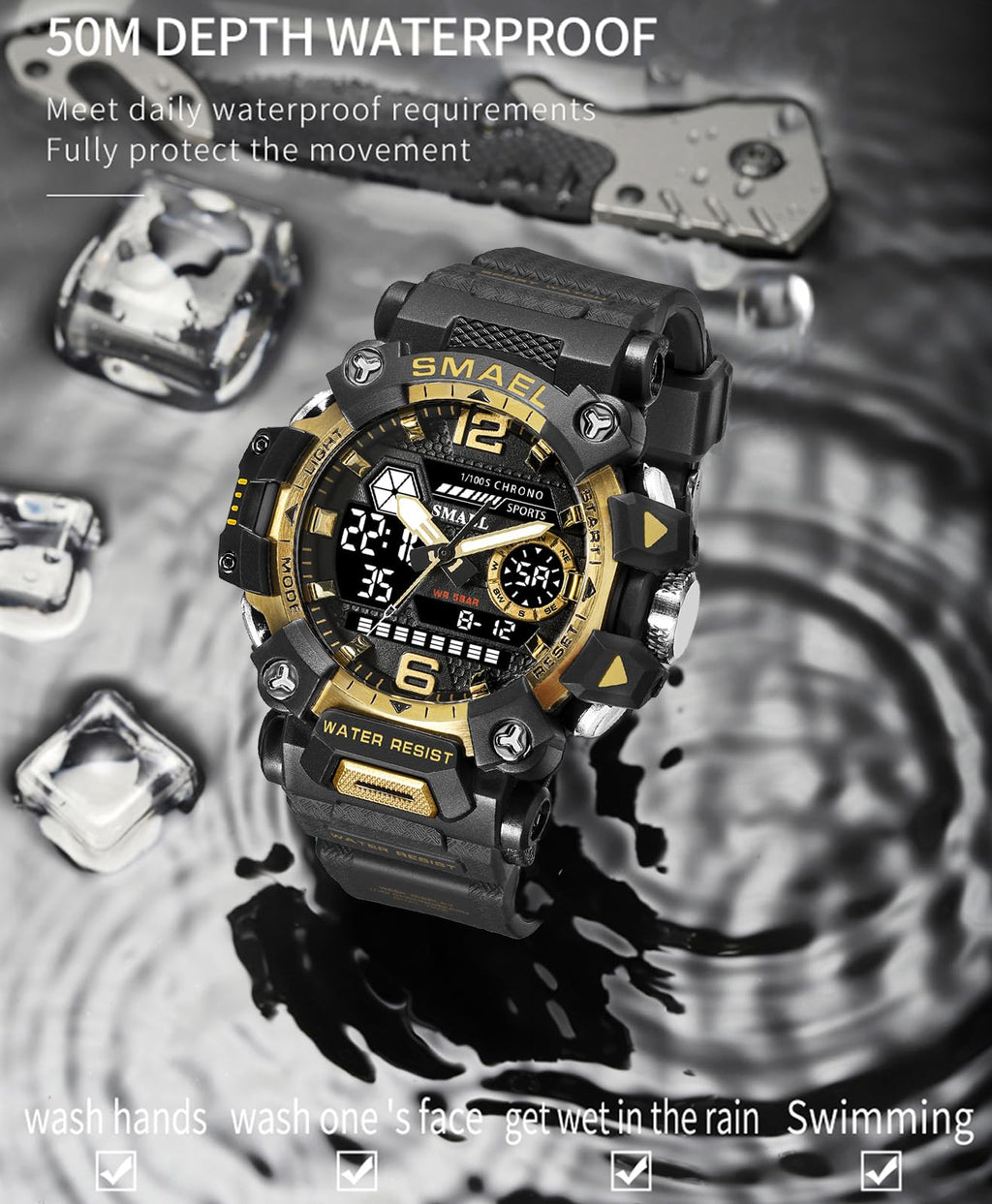 SMAEL Men's Analogue-Digital Military Sports Watch